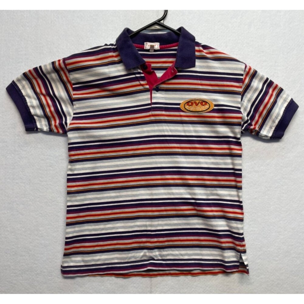 Rare Vintage OVO Italian Look Striped Polo Short Sleeve Size 14